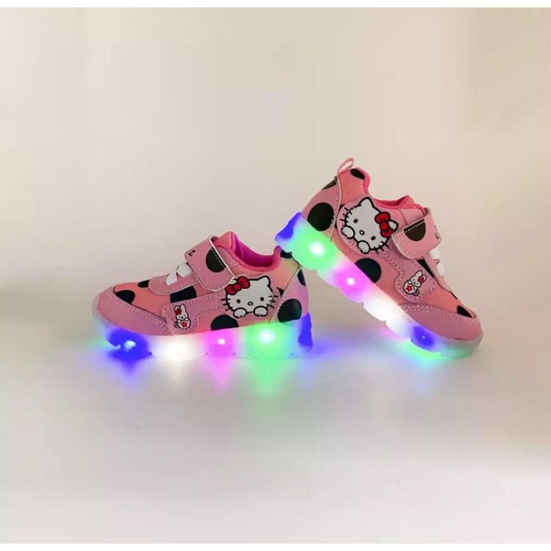 Um4r_004 sepatu anak led hello Kitty ukuran 2-6 tahun