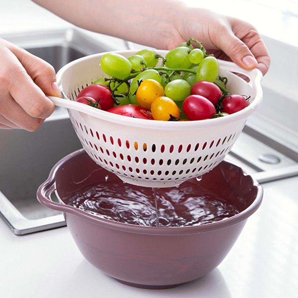 [Elegan] Saringan Cuci Buah ​ 6pcs Set Gadget Dapur Mangkok Tiris Pembersih Sayuran Mencuci Colander