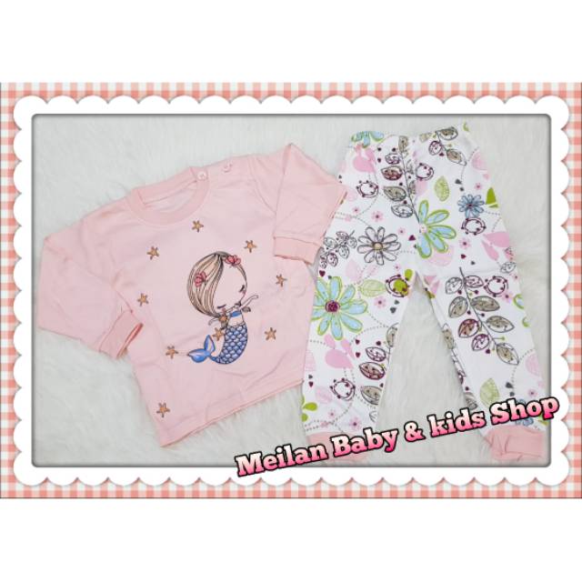 Piyama set anak "little mermaid" / baju tidur anak cewek