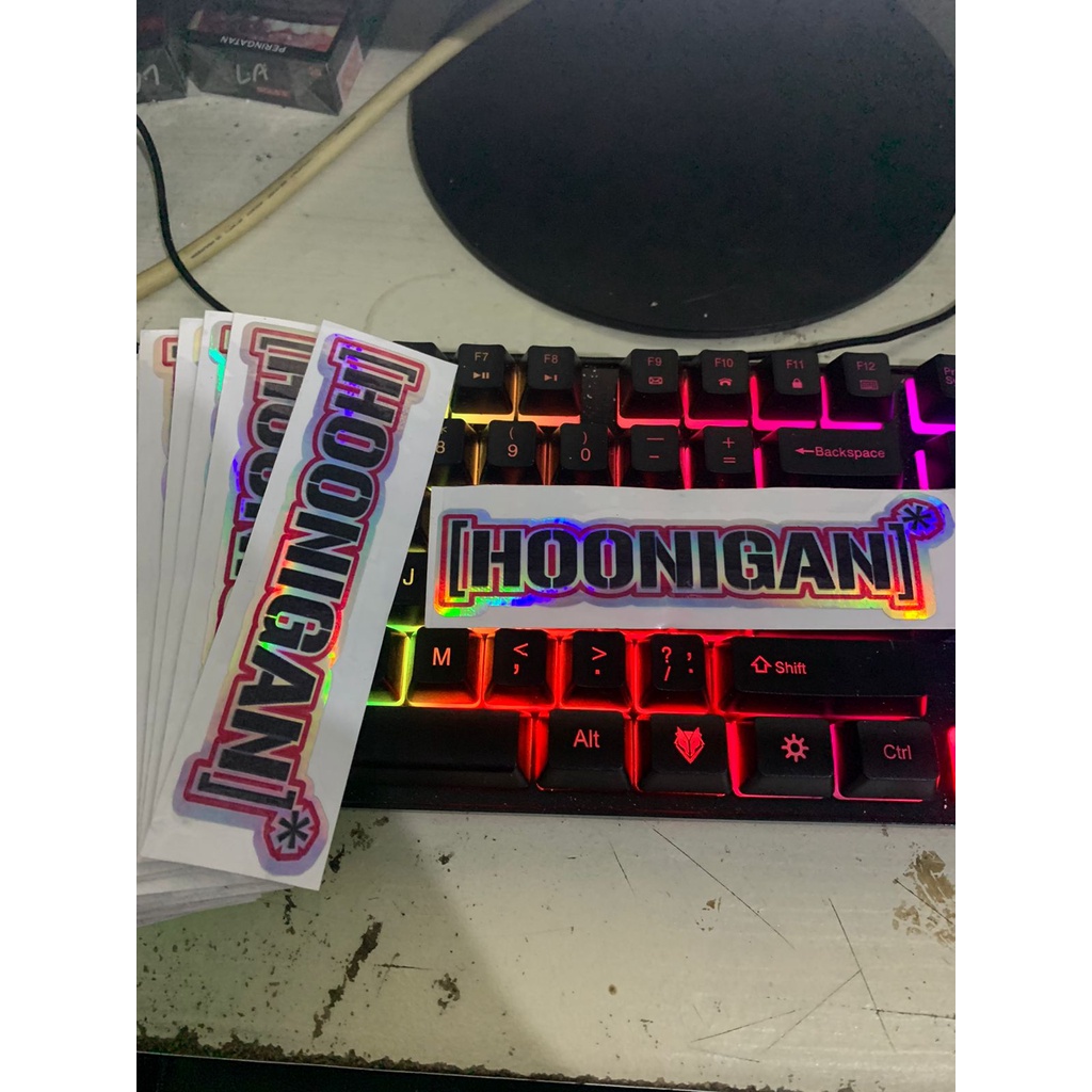 stiker hoonigan hologram princut cutting UV