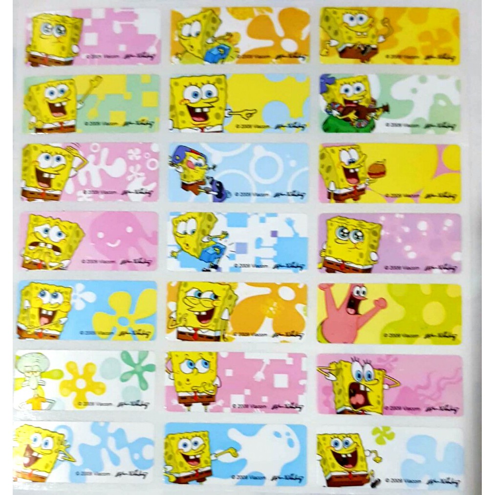 

Label Nama Anti Air Sticker Waterproof Premium Spongebob Ori
