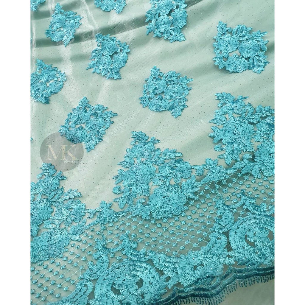 Kain Atasan Kebaya Brukat/ Brokat Merah Bahan Tile Prancis Tosca Biru Elektrik