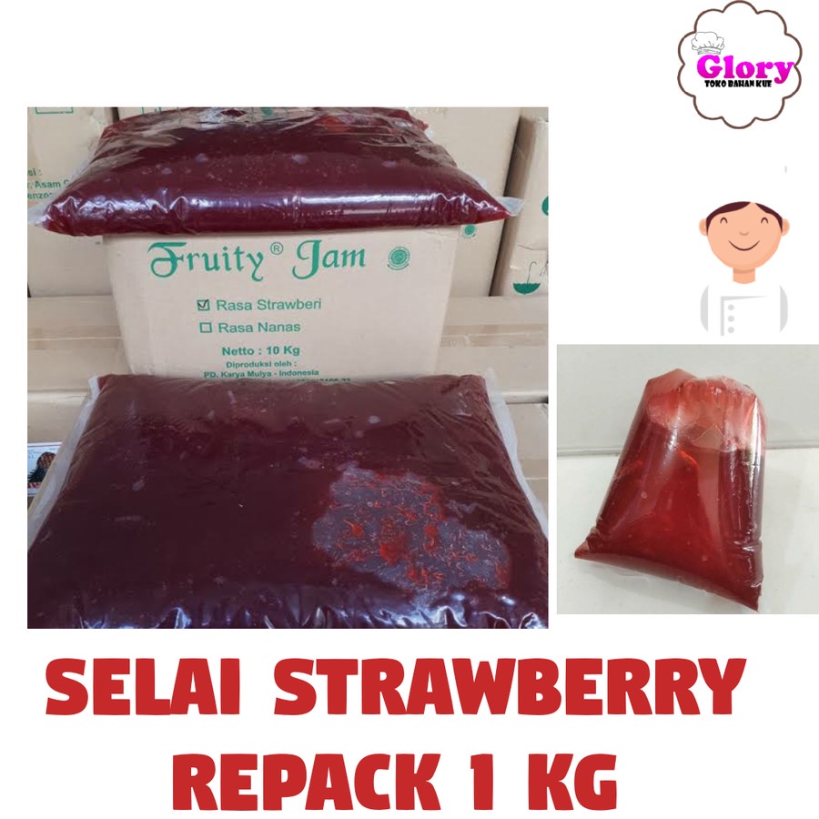 

selai strawberry repack 1kg/selai roti bakar