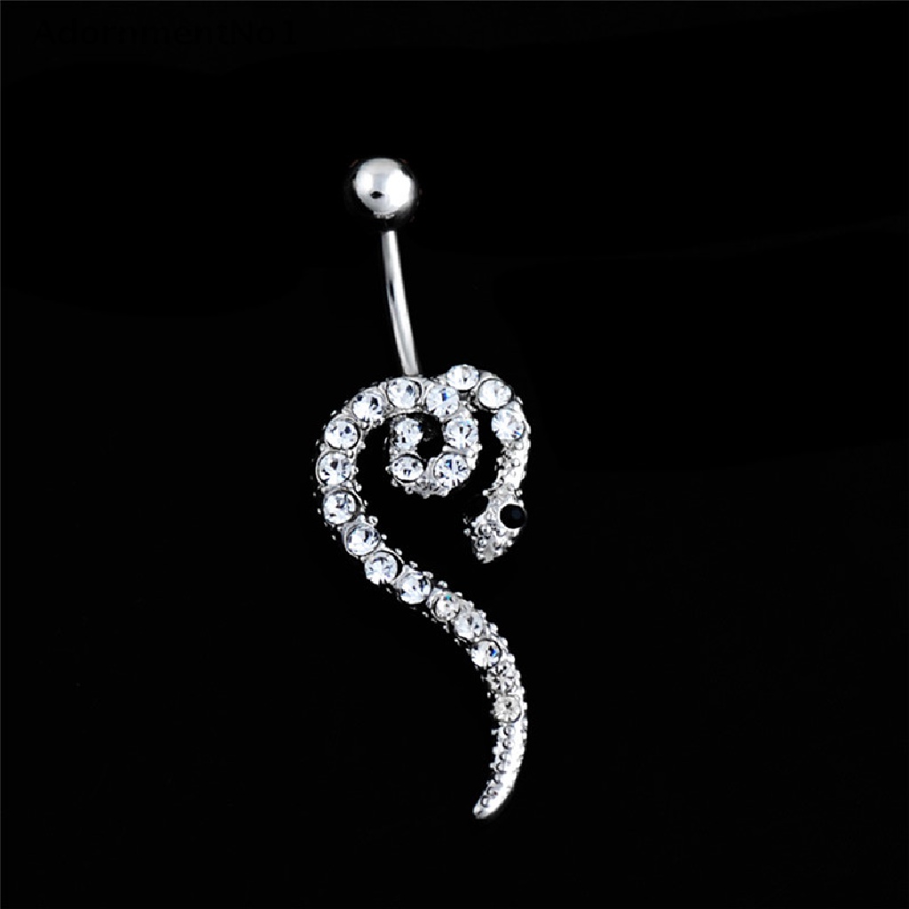 (AdornmentNo1) Anting Tindik Perut / Pusar Model Ular Warna Silver Untuk Wanita