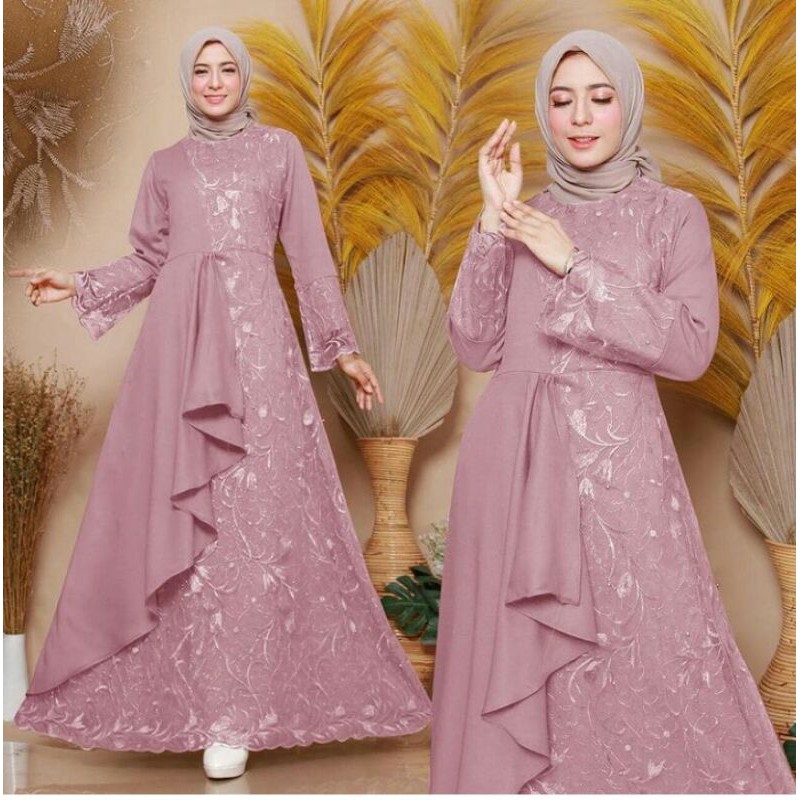 Zolana Maxy -Gamis Brukat tille mewah-Gamis Wanita Realpic-Dress Kondangan