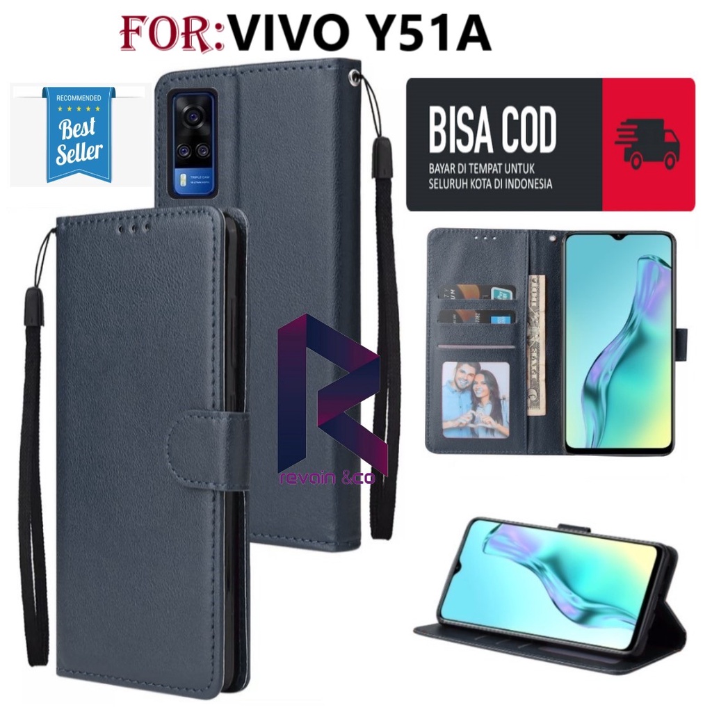 FLIP COVER VIVO Y51A CASING DOMPET FLIP WALLET LEATHER KULIT PREMIUM SARUNG BUKA TUTUP FLIP CASE VIVO Y51A