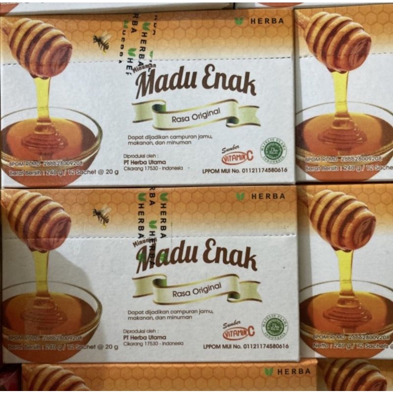 Madu Herbal Madu Enak Box Isi 12 Sachet Original