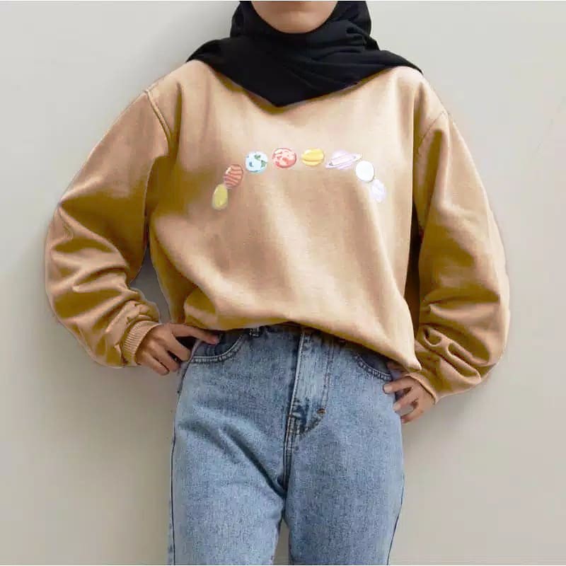 SWEATER CREWNECK WANITA PLANET STREET OBLONG  / SWEATER CREWNECK  WANITA TEBAL