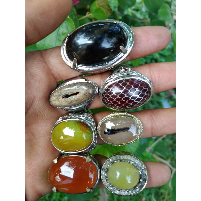 borongan cincin batu akik 7pcs