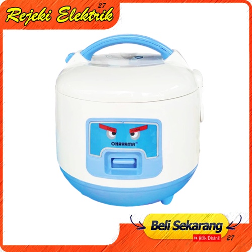 Okayama OK105 1 Liter Rice Cooker Liter Anti Lengket - Varian Warna ( MERAH / BIRU )