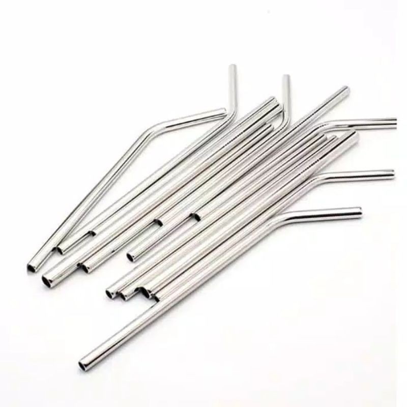 SEDOTAN STAINLESS STRAW SEDOTAN LURUS BENGKOK BESI STAINLESS ANTI KARAT SILVER ECO FRIENDLY SIKAT