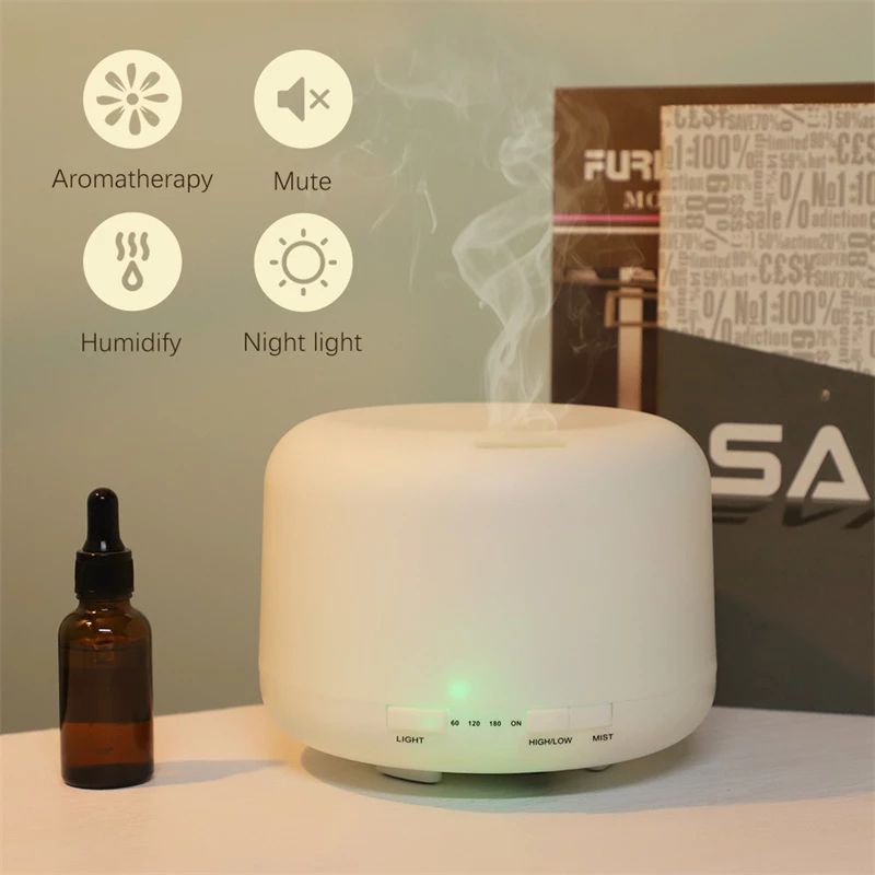 600ML Humidifier Diffuser Air Purifier Aromaterapy Essential oil Difuser + Remote+Free 2 Oil Essential