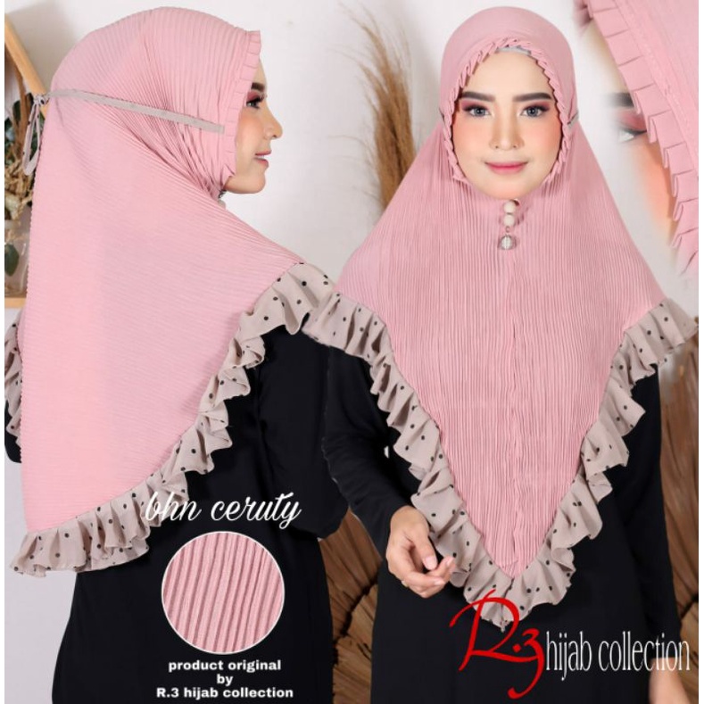 HIJAB PLISKET LIST POLKA/JILBAB KCB/KERUDUNG ORI R.3
