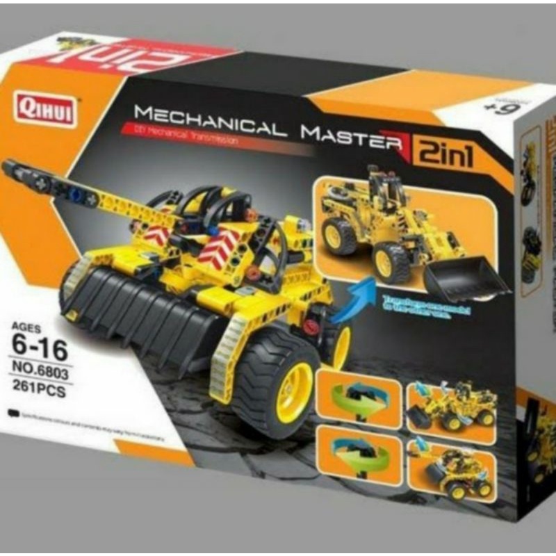 Mainan brick qihui 6803 tank mechanical master 2in1