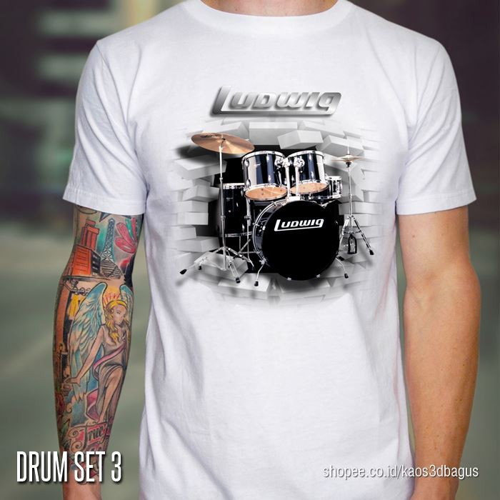 Baju KAOS DRUM SET KAOS DRUMMER | Kaos ALAT MUSIK Perkusi Keren Drum Ludwig | KAOS MUSISI Kaos BAND