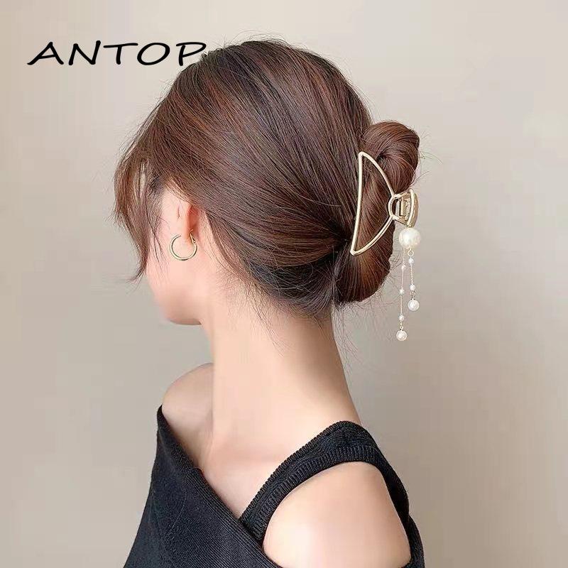 Jepit Rambut Bentuk Pita Bahan Metal Aksen Mutiara Untuk Hiasan Kepala