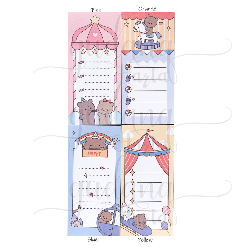 Sticky Notes Bear Theme Park Memo Lucu Catatan Pengingat Tempel  DIY Scrapbook GH 301159