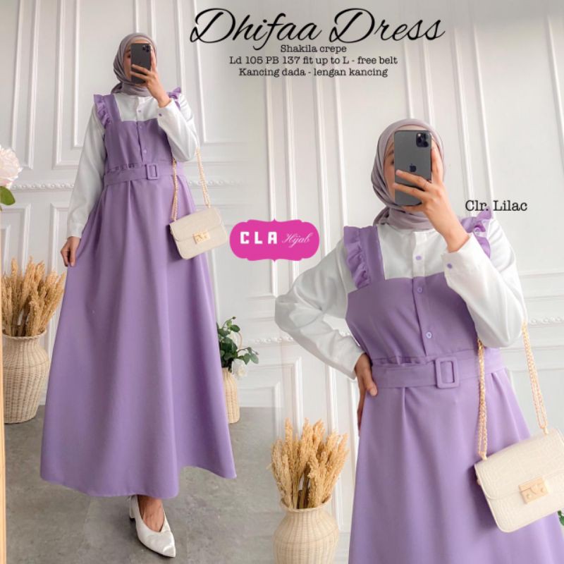 Dress lilac | dress kondangan | dress polos | dress ber belt | Dress ld 105