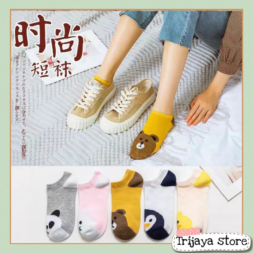 Trijaya . kaos kaki pendek import motif karkter / kaos kaki fashion  wanita import