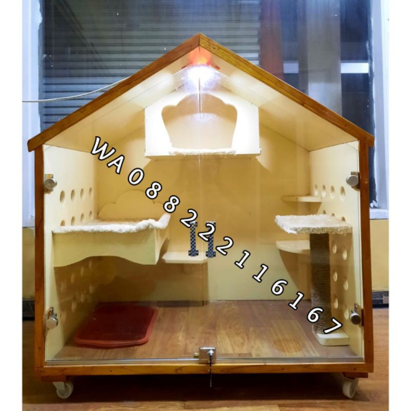 Kandang kucing mewah cat Quarium kayu