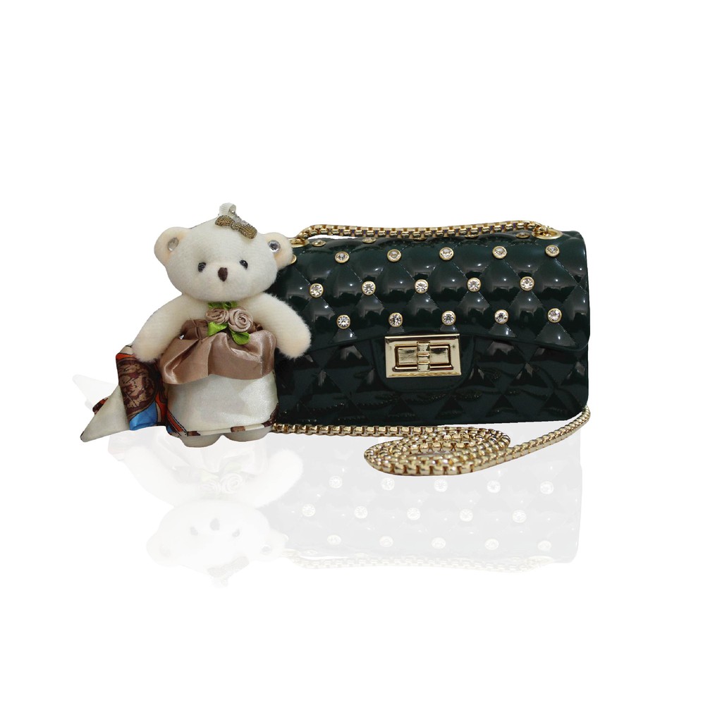 Tas Import Jakarta Chanel Classic Jelly Glossy Diamond Mini UK18 BW8030 FREE BONEKA DAN SYAL