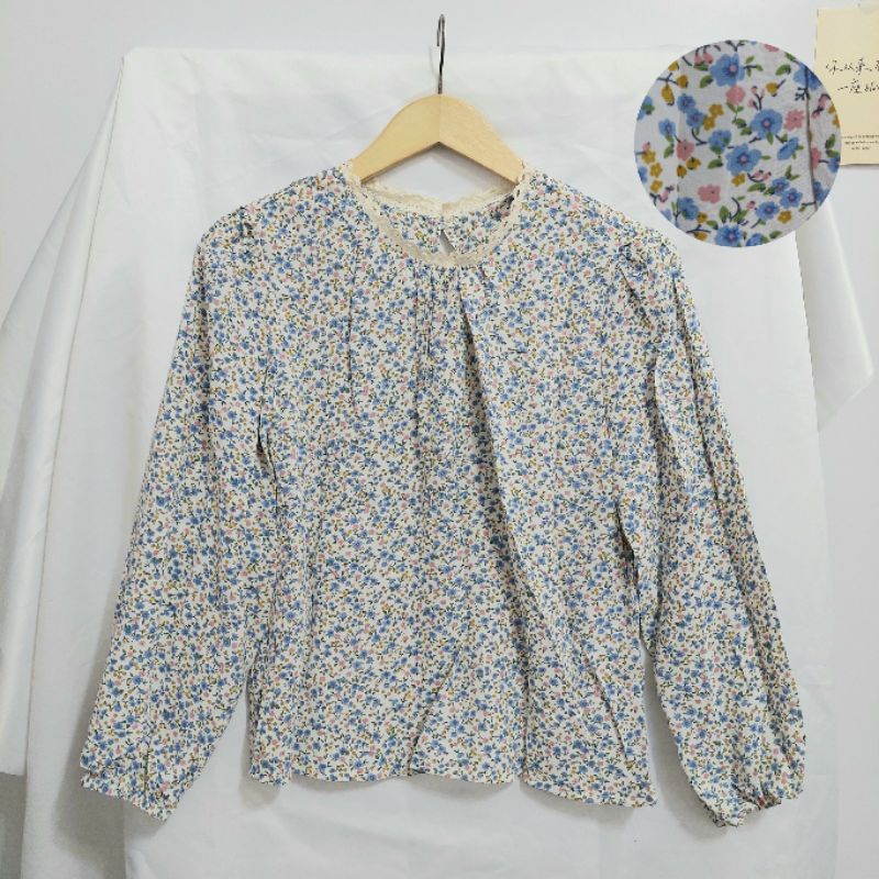 【BISA COD】Chiffon Lace Floral Blouse wanita Lengan Panjang summer atasan blus import cewek-Motif 9