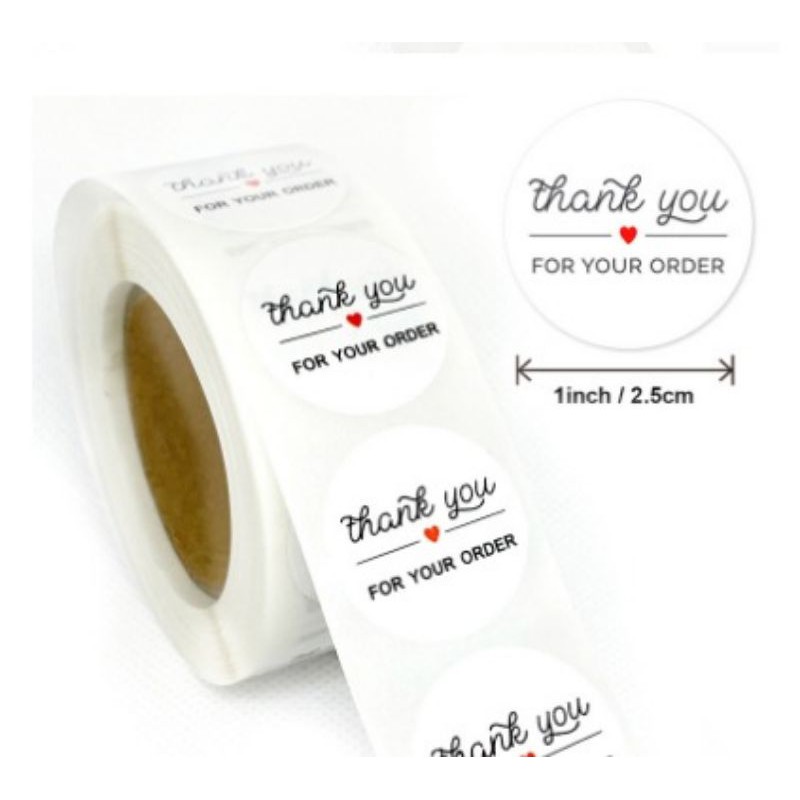 Stiker Label Thank You 2.5cm / 1inch per roll =500pcs Thank You Sticker