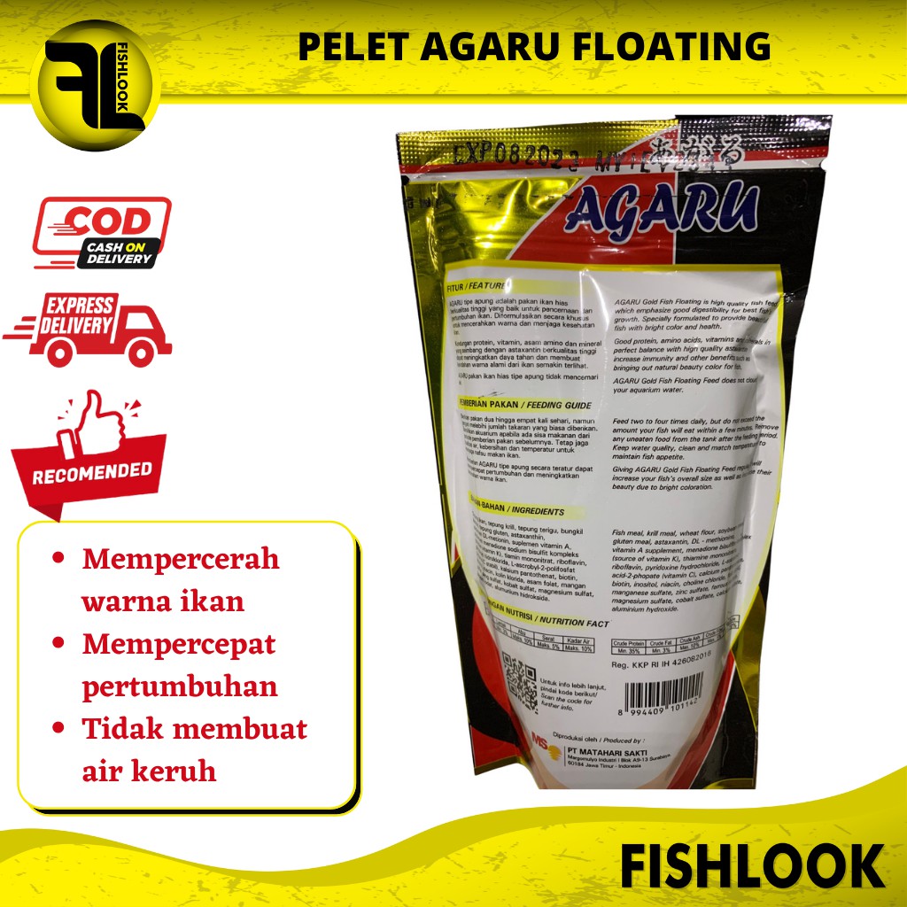 AGARU PELET MAKANAN ikan hias mas koki fish food aquarium sinking floating