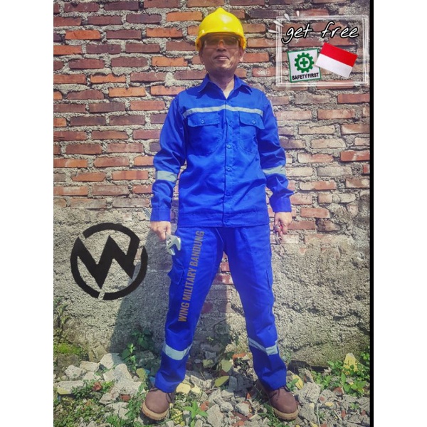 Setelan Wearpack Safety / 1 Set Kemeja Atasan dan Celana Safety / Seragam Proyek Wearpack Terbaik