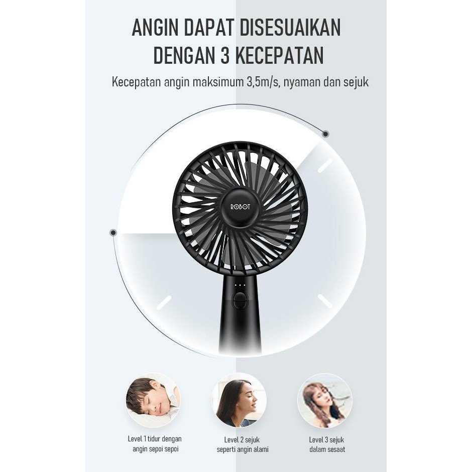 Robot RT-BFS1 RT BFS1 Kipas Angin Portable Mini Fan 2000mAh New Model RT-BFS1 ORIGINAL BERGARANSI