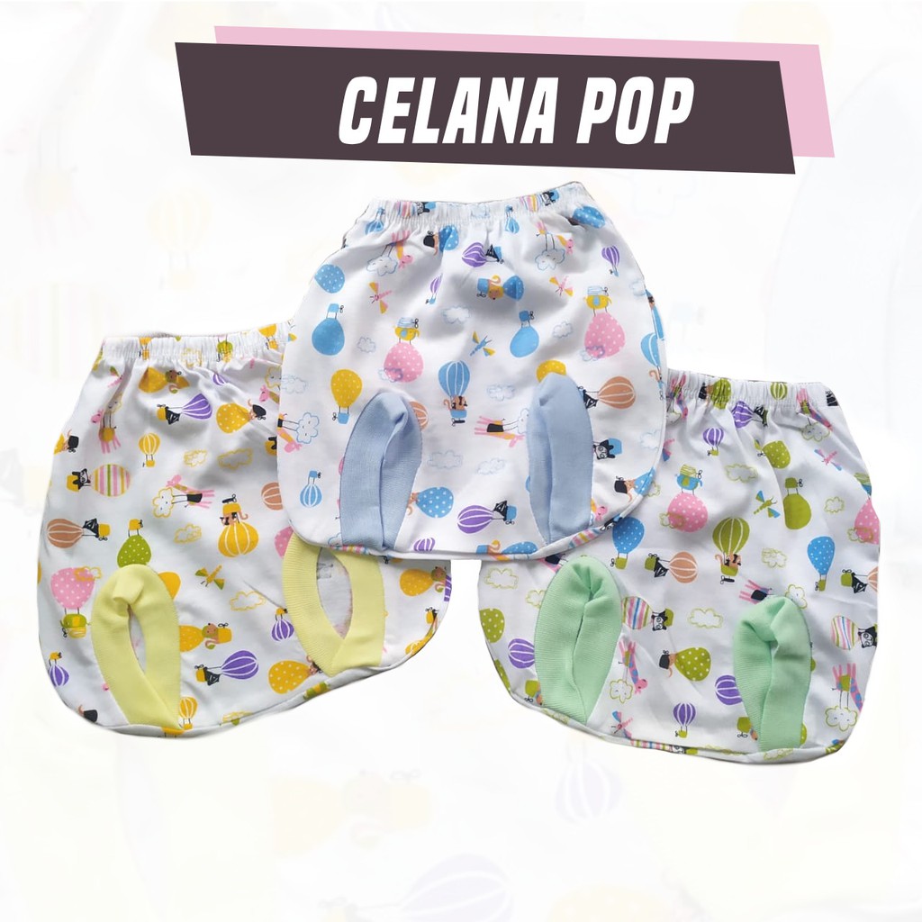 3 Pcs Celana Pop Bayi Print || Celana Kacamata Bayi  Print