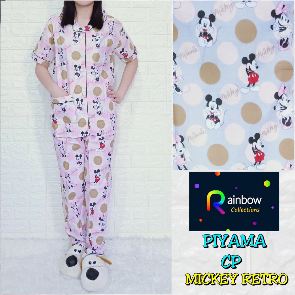 Piyama ABG CP celana panjang baju pendek, katun jepang, fit to L, motif TEDDY/PONY/TSUMTSUM/MEOW/LOL