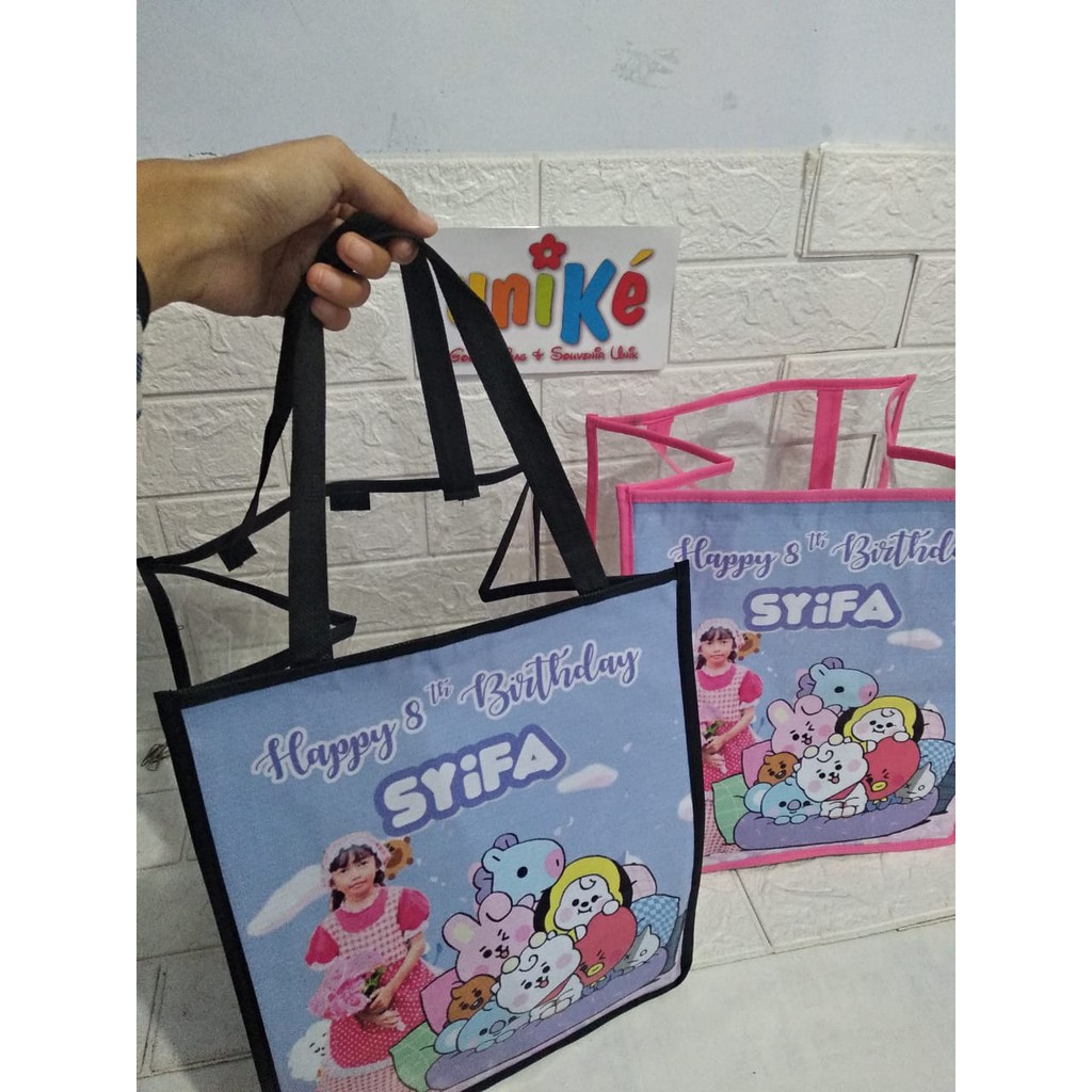 CUSTOM FREE DESAIN TAS FP Full MIKA 25x12 Souvenir ulang tahun anak Bingkisan goodie bag ultah Anak