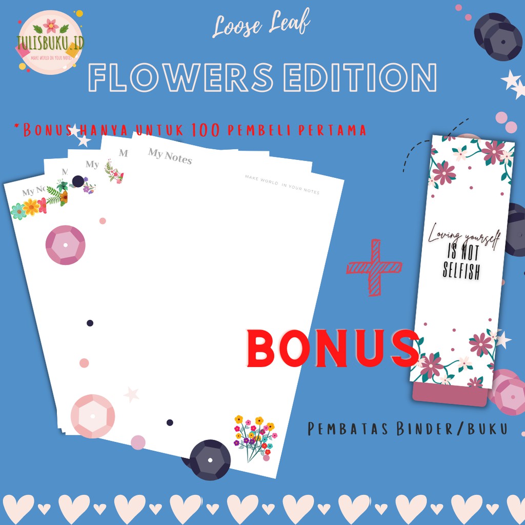 

LOOSE LEAF ISI BINDER POLOS LINED GRID DOTTED B5 FLOWERS EDITION BY TULISBUKU.ID