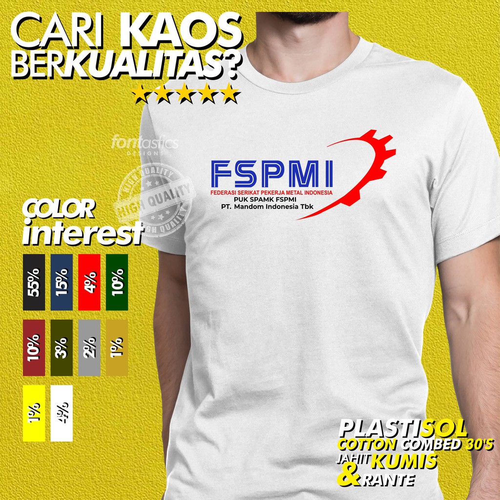 KAOS FSPMI SERIKAT BURUH PEKERJA METAL CUSTOM PLASTISOL SATUAN LUSINAN SABLON MANUAL PRIA WANITA