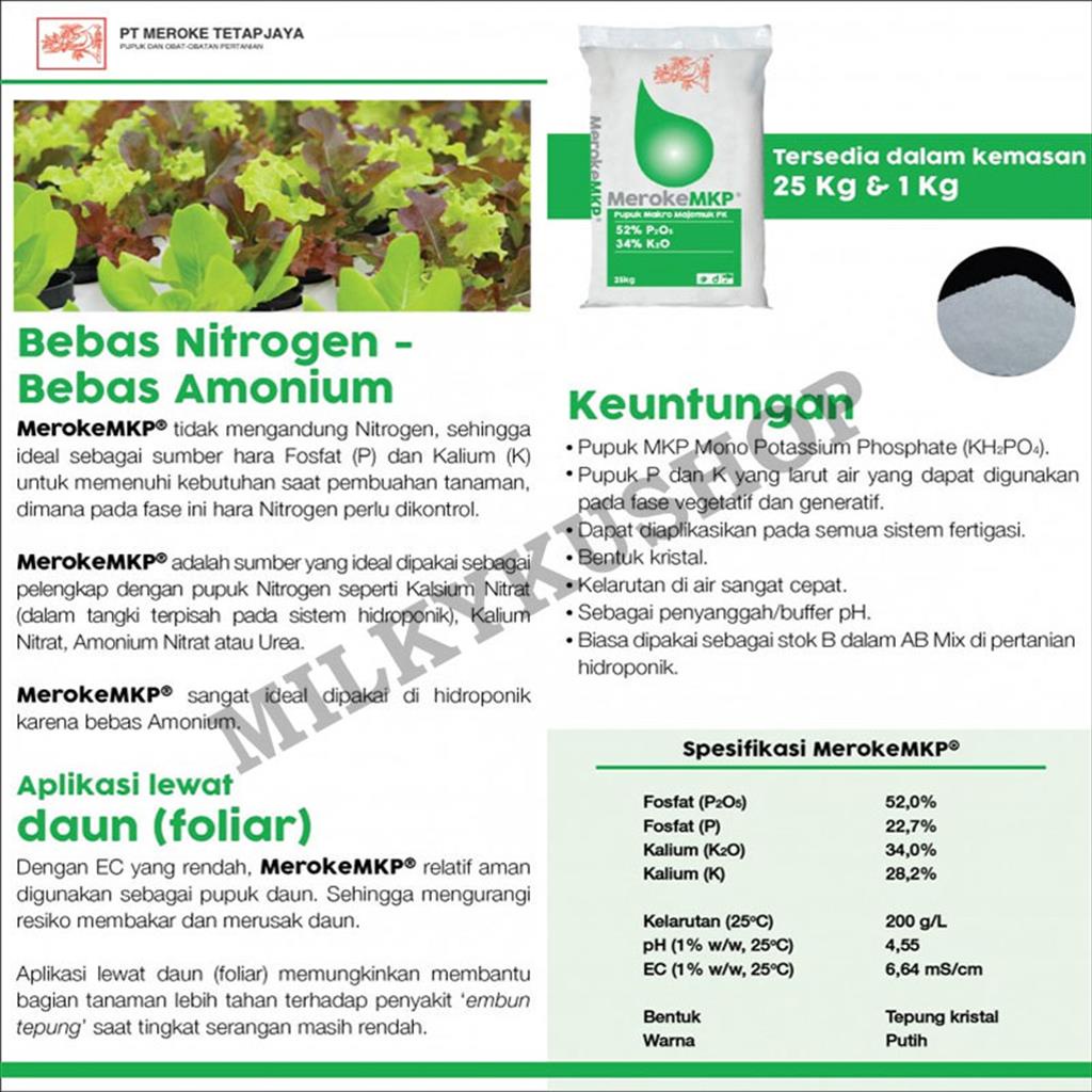 PUPUK MEROKE MKP 1 KG KEMASAN REPACK MONO KALIUM PHOSPHATE HIDROPONIK