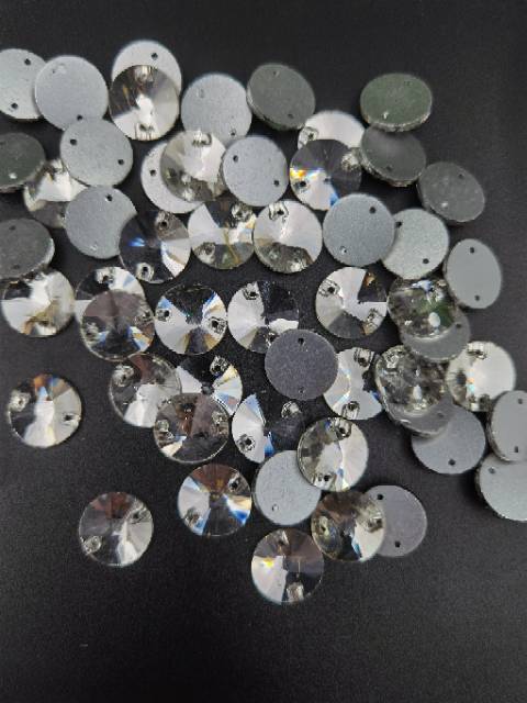 STONE KRISTAL BERLIAN MOTIF BULAT PUTIH UKURAN 12 MM PER LUSIN