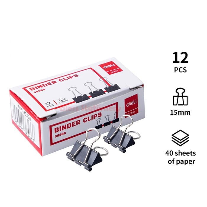 

Deli Binder Clip 15mm binder klip penjepit kertas klip kertas - E38566