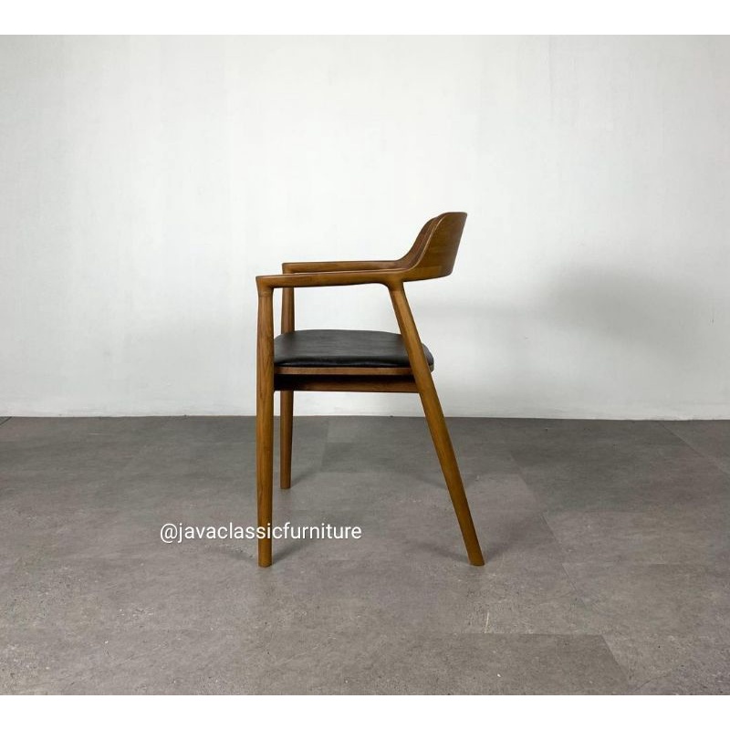 Kursi heroshima jok cafe kayu jati jepara furniture murah teras santai tamu minimalis tinggi tanpa meja besi rotan tinggi kaki bulat panjang-2