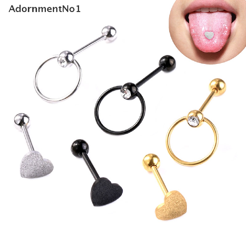 (AdornmentNo1) 3pcs / Set Anting Tindik Lidah / Tubuh Bentuk Hati Bahan Stainless Steel