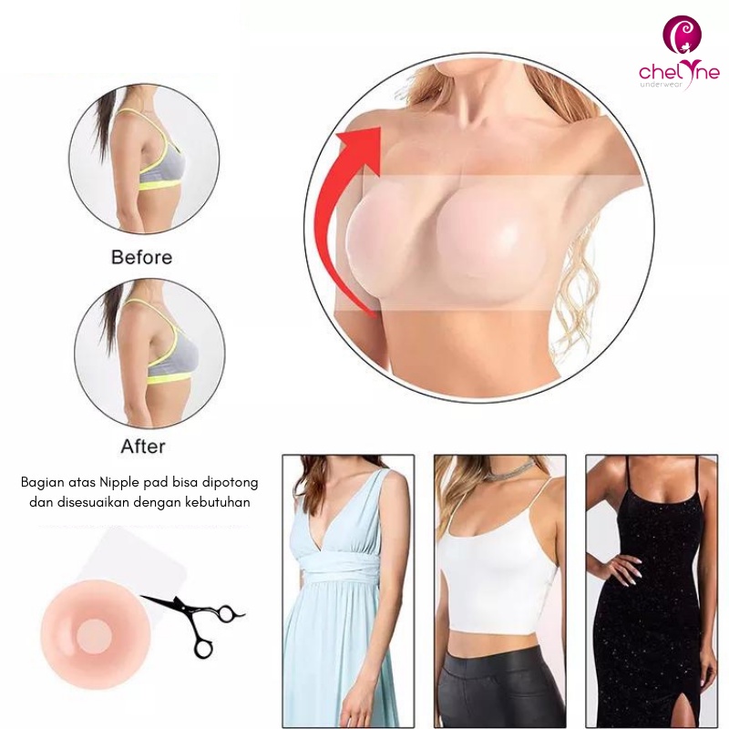 Rabbit Push-Up Free Bra Chelyne P37 / P3 Nipple Cover Nipple Pad - Seamless / Silikon - Plunge Bra / Party Bra