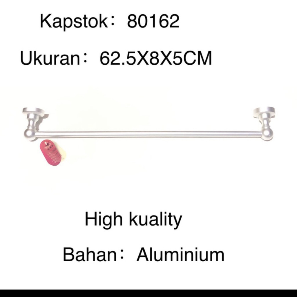 GAGA Rak kamar mandi 1 pipa / Rak handuk aluminium / Rak gantungan baju 80162