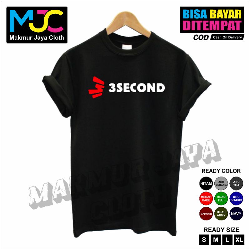 Kaos Tshirt Baju Pria Combed 30s Distro 3SECOND - PREMIUM BRAND Kaos Pria Wanita Cowok Cewek Murah O