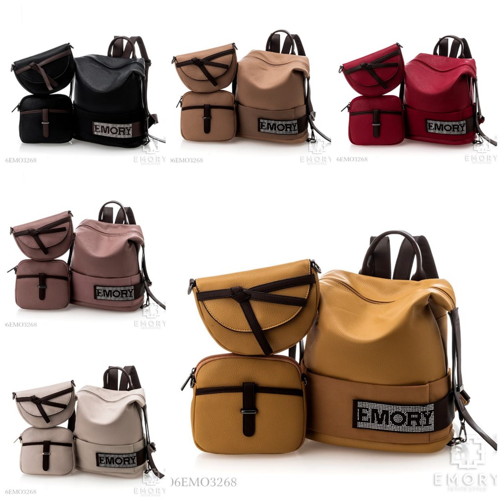 EMORY MILLEY 06EMO3268 TAS RANSEL WANITA SET 3IN1 IMPORT BATAM