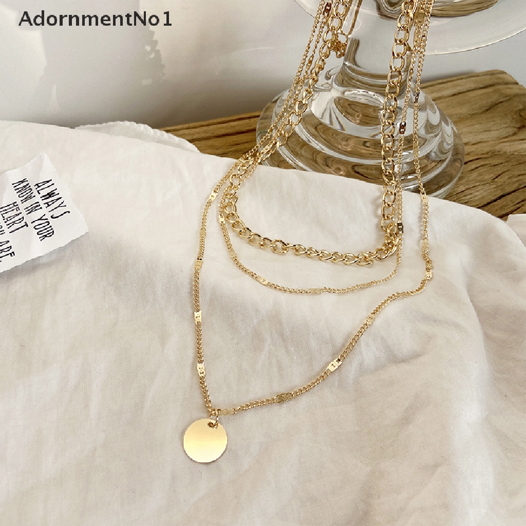 (AdornmentNo1) Kalung Choker Rantai Banyak Lapis Warna Emas Untuk Wanita