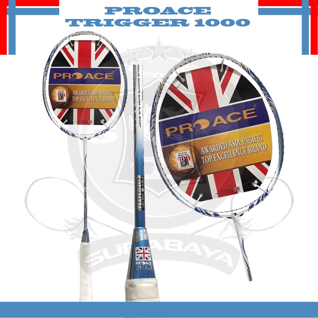Raket Badminton Pro Ace Trigger 1000 Original Bonus Komplit