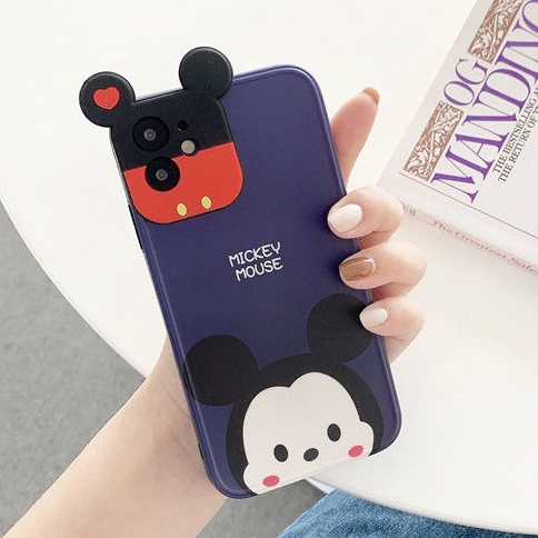 Casing ponsel Kartun Kamera Stereo Ear 11 12 iPhone 7 8SE 7 8Plus Xr XsMax 11ProMax Xr 11Pro All-inclusive 12ProMax 12Pro Penutup perlindungan penuh