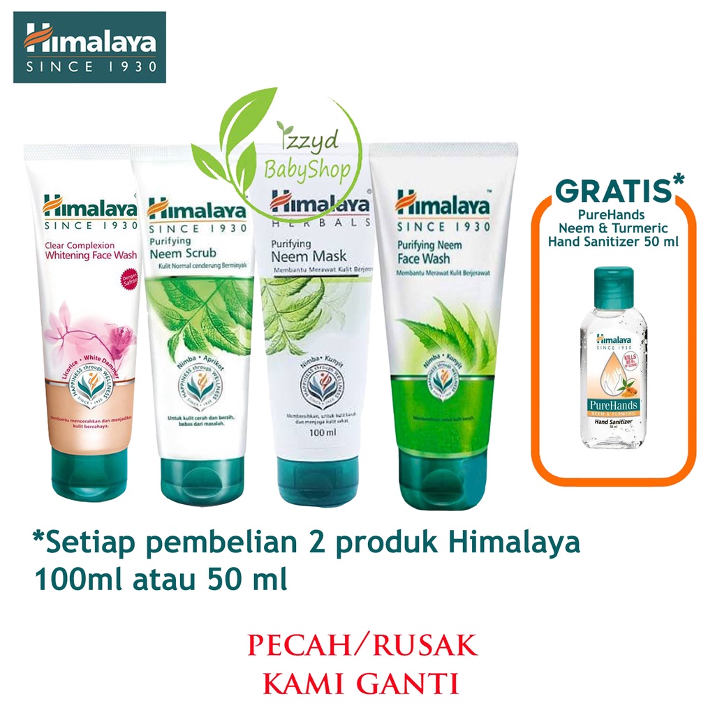 Himalaya Purifying Neem Wash, Scrub, Mask, Clear Complexion whitening face wash, sabun cuci muka atau sachet