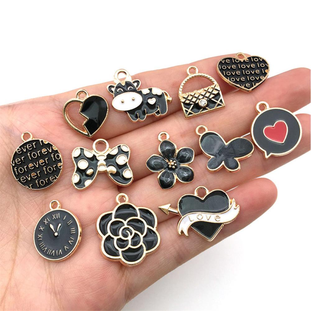 Timekey 50pcs Charms Enamel Aneka Bentuk Untuk DIY Kalunggelanganting K5U2