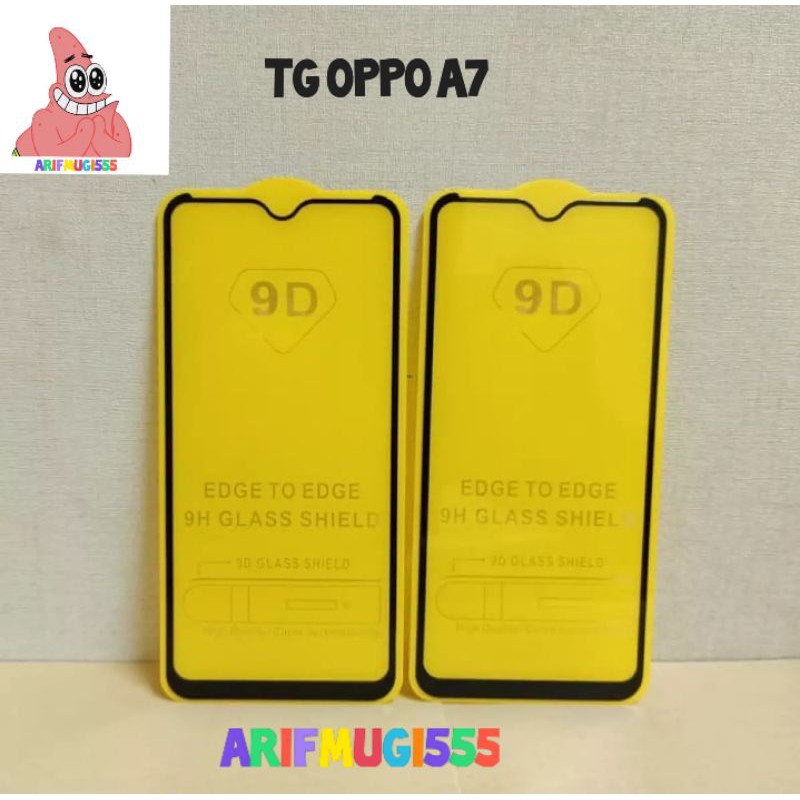 Tempered Glas TG Full Oppo A7 Anti Gores Kaca Full Screen list hitam